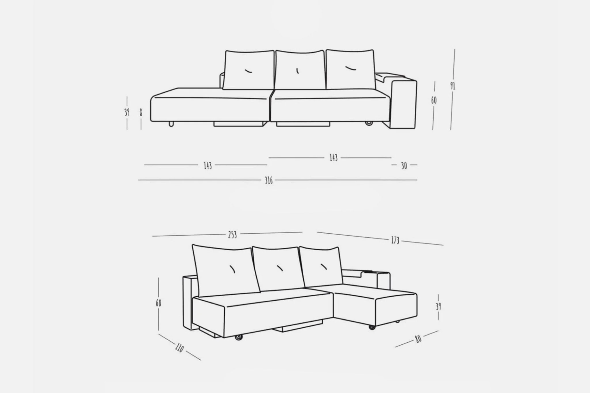 Outlet - Modulares Sofa Marie mit Schlaffunktion Showroom Hannover - Image 9