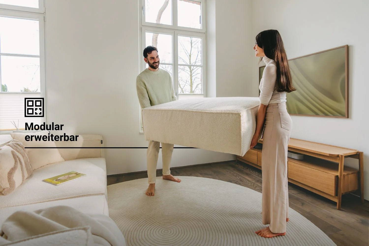 Stoffbezug - Modulares Ecksofa Harvey 4-Sitzer Mini mit Schlaffunktion - Image 5