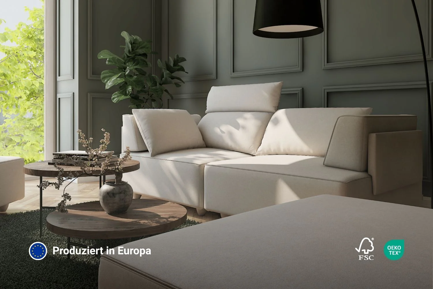 Stoffbezug - Modulares Sofa Louis 2-Sitzer mit Hocker - Individuell - Image 3